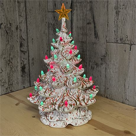 Vintage Hand Painted Ceramic Light-Up Christmas Tree