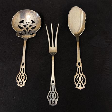 925 Sterling Silver Lunt Filigree 3pc Serveware Set