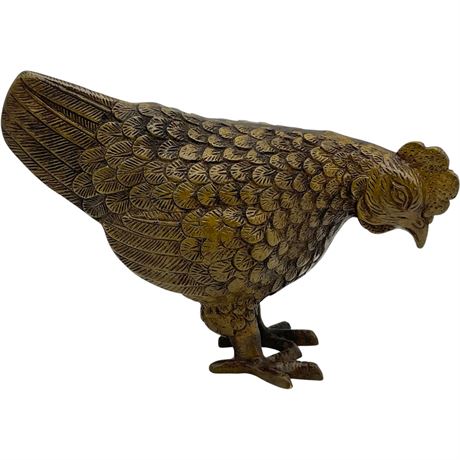 Vintage Brass Chicken Figurine