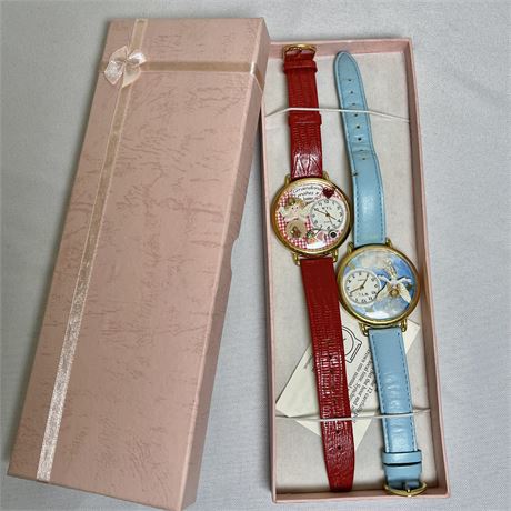(2) WYL Genuine Leather Band Whimsical Watches in Box