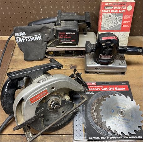 Craftsman Circular Saw, Belt Sander, and Dual Motion Sander with Blades