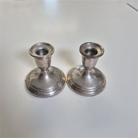 Towle Sterling Silver Weighted Candle Holders Pair Console Style