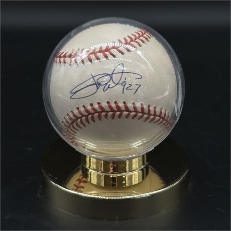 Jaret Wright #27 Indians Pitcher Autographed Baseball w/ Display