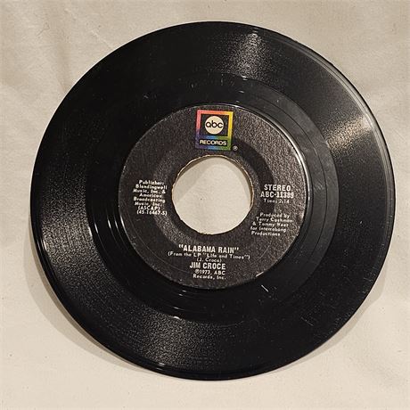 45 RPM vinyl record single for the song "Alabama Rain" by Jim Croce.