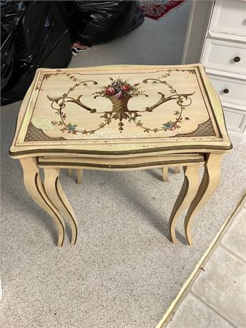 Set of 2 French Hand Painted Nesting Tables