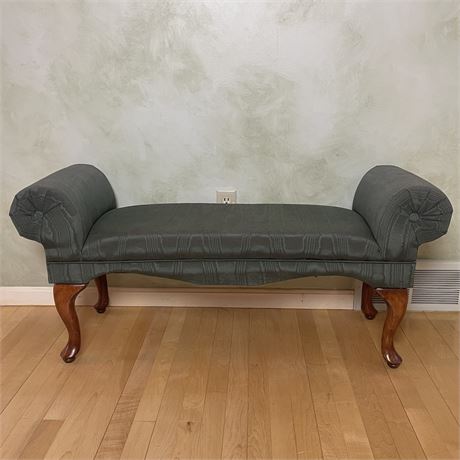 Vintage Upholstered Bench w/ Rolled Arms