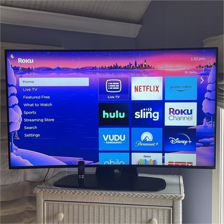 Samsung Smart 55" Curved Screen TV on Stand w/ Remote