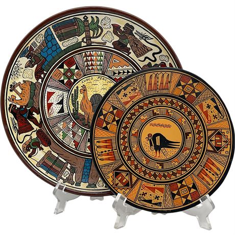 Hand-Painted Peruvian Pottery Plates