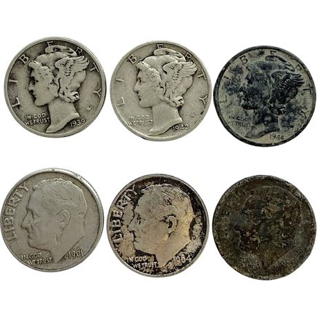 Mercury 90% Silver Dimes & Roosevelt 90% Silver Dimes