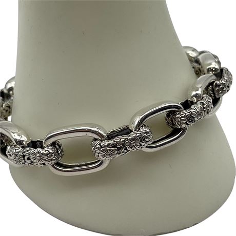 Sterling Silver JAI John Harding Flower Forget-Me-Not Link Bracelet