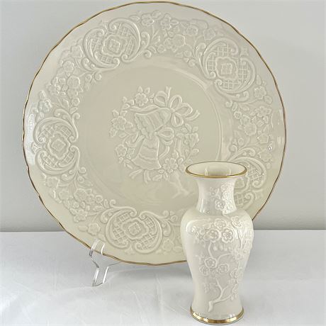 Lenox China Marriage Plate & Lenox Georgian Collection Vase
