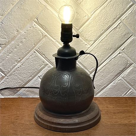 Vtg Copper Tea Kettle Base Lamp