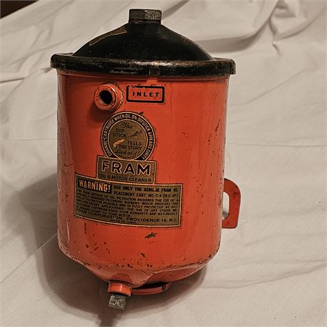Vintage FRAM Oil & Motor Cleaner filter. The model number is F4-15W 1950s