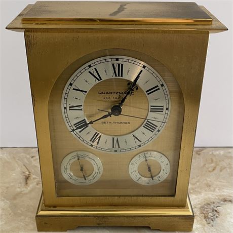 Vtg Seth Thomas "Culture" Quartzmatic Mantel Clock Model 0163-000