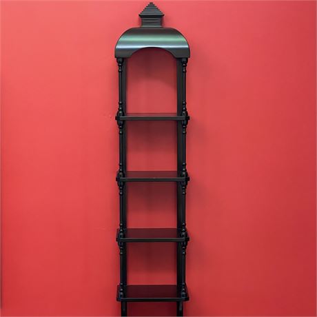 Black Lacquered Oriental 4-Tier Wall Hanging Display Shelf