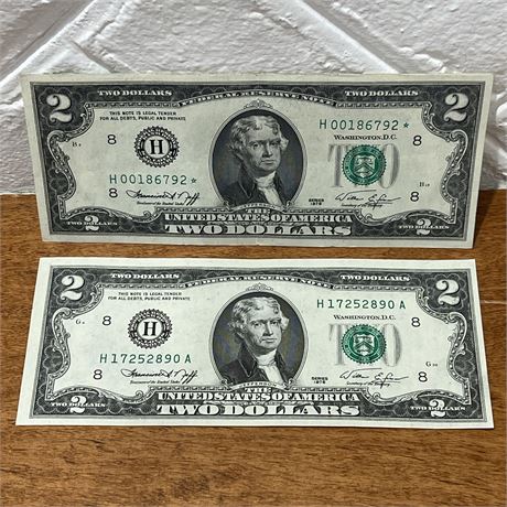 Star Note Bicentennial Series 2 Dollar Bill