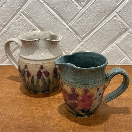 Pair of Signed Pottery Creamer Pitchers
