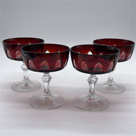 Crystal D'Arques Durand Gothic Arches Lead Crystal Ruby Red Sherbert Glasses