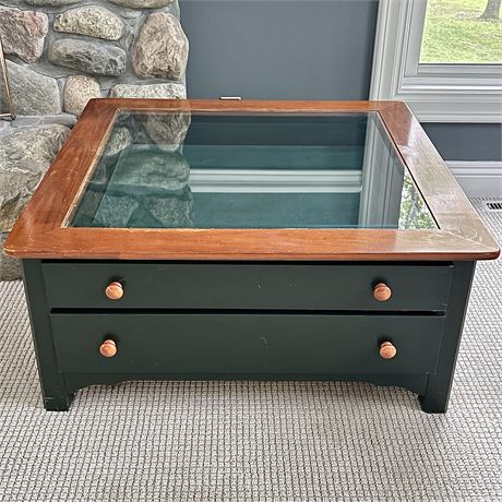 Riverside Furniture Glass Top 2-Drawer Coffee Table