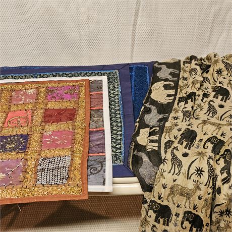 Handmade Indian "Banjara" Patchwork Tapestries & Elephant Decorative Throw