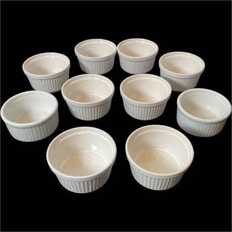 (10) White Fluted Ramekins