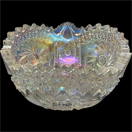 L.E. Smith "Comet in the Stars" Iridescent Crystal Lustre Carnival Glass Bowl