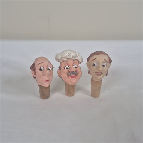Vtg Character Wine Bottle Stoppers – Whimsical Resin Trio