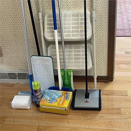 Household Cleaning Supplies with Two-step Step Ladder