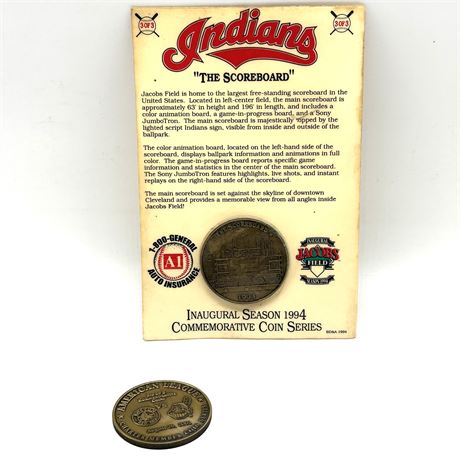 1994 Cleveland Indians Inaugural Season Commemorative Coin & 2001 100 Year Coin