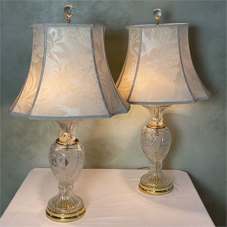 Pair of Leaded Cut Crystal Table Lamps