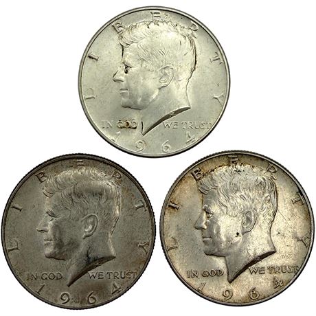 1964 Kennedy 90% Silver Half Dollar Coins
