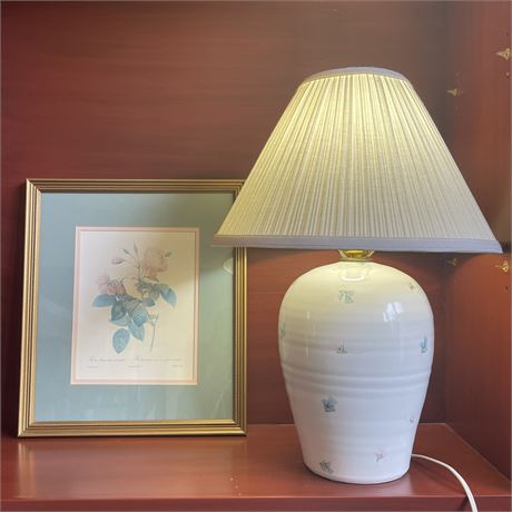 Framed Print w/ Coordinated Pastel Table Lamp