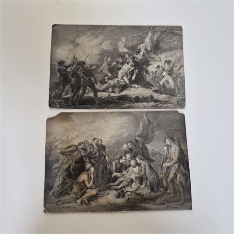 Antq 19th‑C. Engravings - Death of Gen. Montgomery & Death of Gen. Wolfe