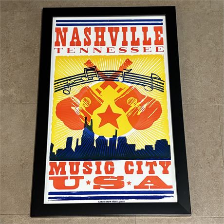 Hatch Show Print "Nashville Music City USA" Framed Poster