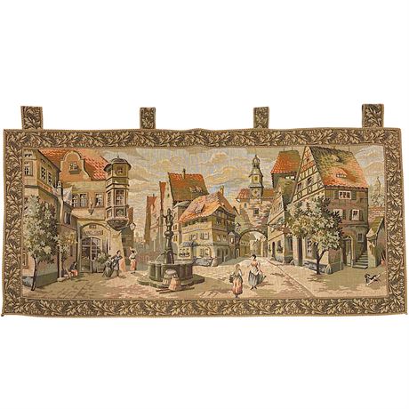 Vtg French Pictorial Tapestry