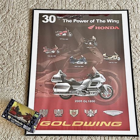 Honda Goldwing "The Power of The Wing" Poster w/ NIB Motor-Max Motorcycle Model