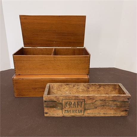 Kraft Open Top Cheese Box with Lidded Cigar Boxes