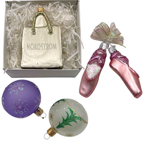 (4) Blown Glass Ornaments