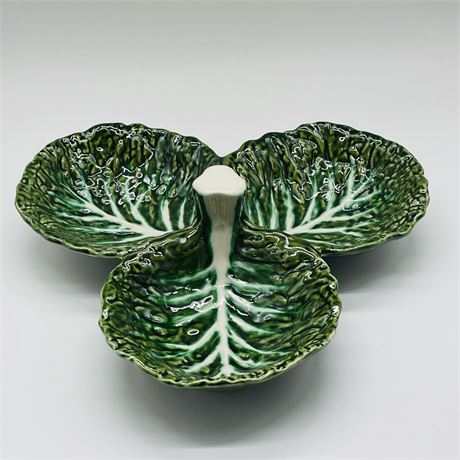 Vintage Portuguese Porcelain Divided Handled Cabbage Dish