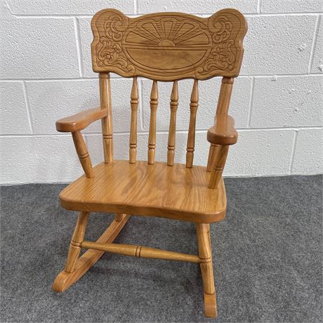 Children's Carved Solid Wood Rocking Chair
