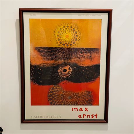 Max Ernst 1974 Framed Galerie Beyeler Opening Poster