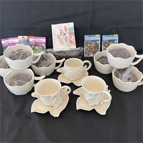Crafting Seedlings and Soil with Cups and Saucers