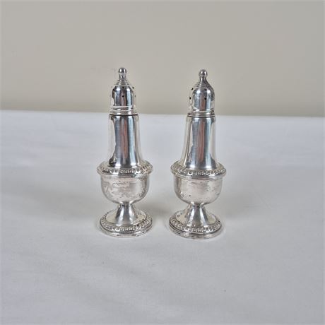 Vtg Empire Sterling Silver S&P Shakers -Gadroon Trim, Glass Lined