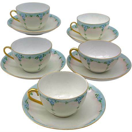 McMillin Signed Hand-Painted China Teacup & Saucer Sets