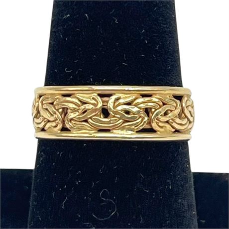 14K Yellow Gold Atasay Kuyumculuk Turkey Byzantine Ring Band Size 7.75
