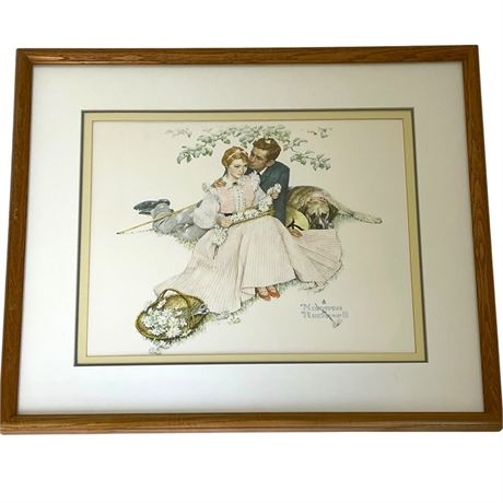 Norman Rockwell "Flowers in Bloom" Lithograph - Framed and Matted