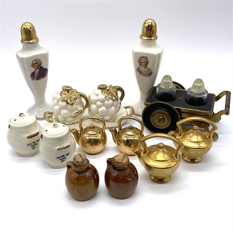 Coordinated White and Gold Salt and Pepper Shaker Sets
