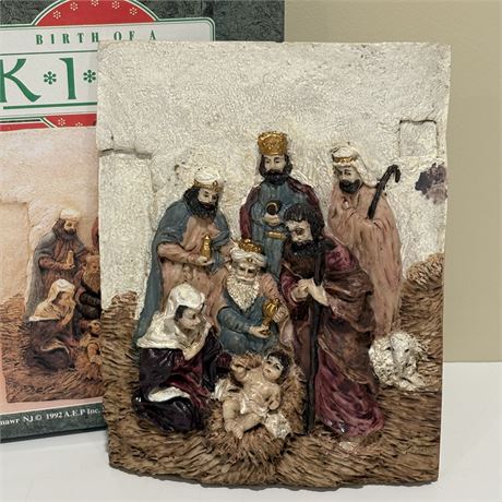 Vtg Christmas Nativity Scene 3D Wall Plaque