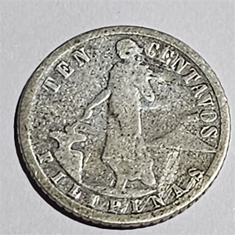 1917 ten-centavo coin Philippines, Silver
