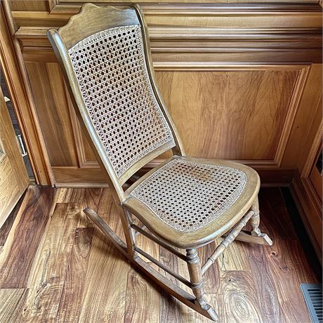 Antique Cane Seating Rocking Chair